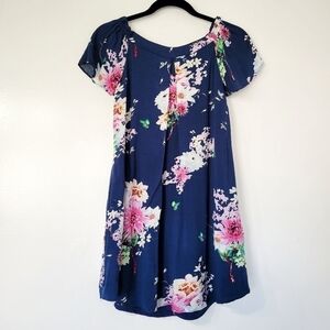 Davi & Dani Blue Floral Mini Dress Size Small